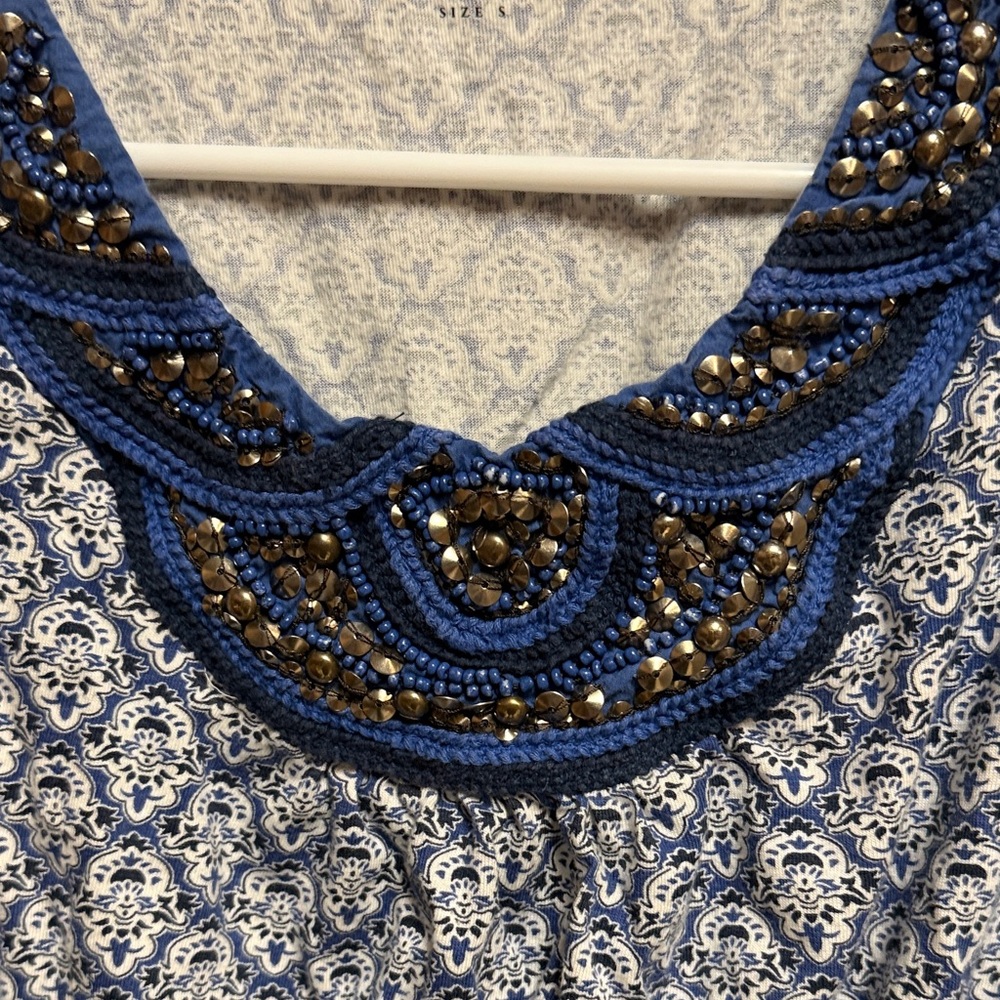 Charter Club Blue and White Beaded Midi Dress - Picture 3 of 6